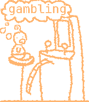 A baby sat at an arcade machine thinking about gambling.